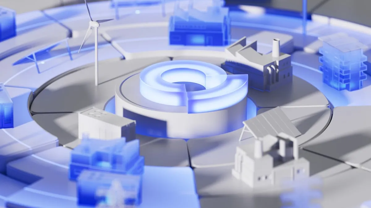 Blue geometric render depicting Stelmo’s central control signal