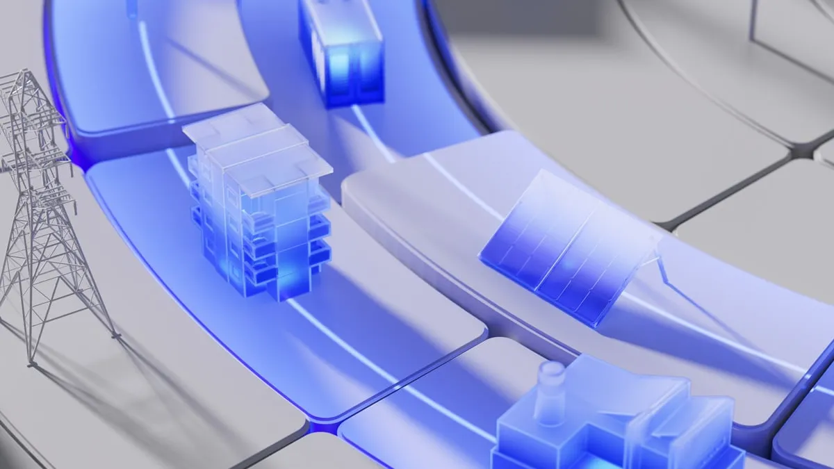 Blue geometric render of the Stelmo steering signal